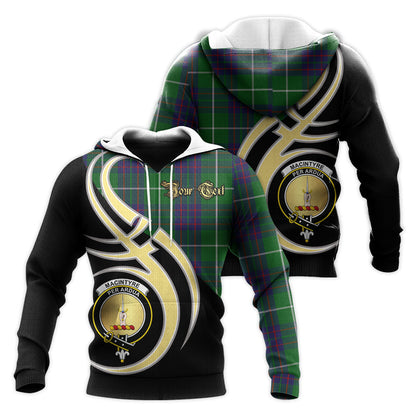 Printivon Macintyre Hunting Clan Believe In Me Crest Tartan Knitted Hoodie Custom Your Text