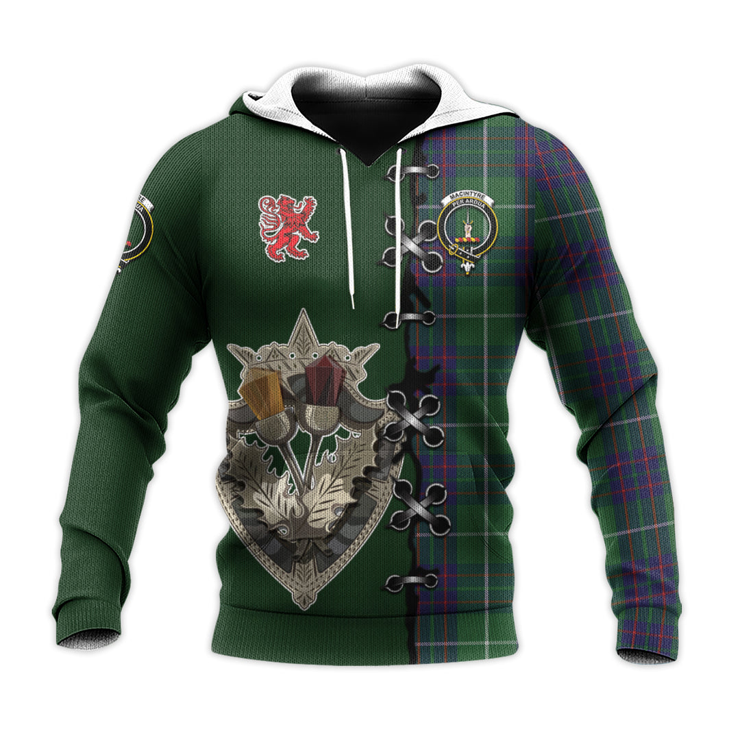 Printivon Macintyre Hunting Tartan Hoodie Lion Rampant And Celtic Thistle Style