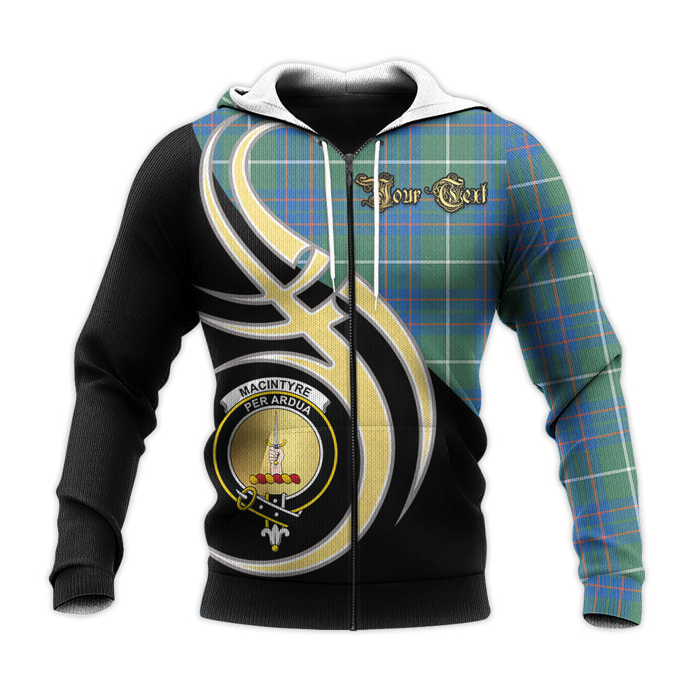 Printivon Macintyre Hunting Ancient Clan Believe In Me Crest Tartan Knitted Hoodie Custom Your Text