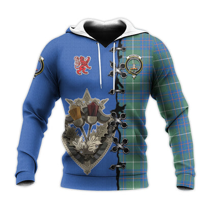 Printivon Macintyre Hunting Ancient Tartan Hoodie Lion Rampant And Celtic Thistle Style