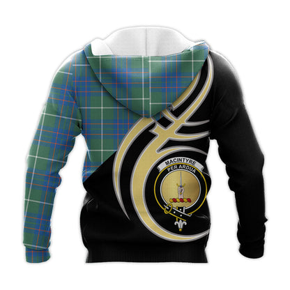 Printivon Macintyre Hunting Ancient Clan Believe In Me Crest Tartan Knitted Hoodie Custom Your Text