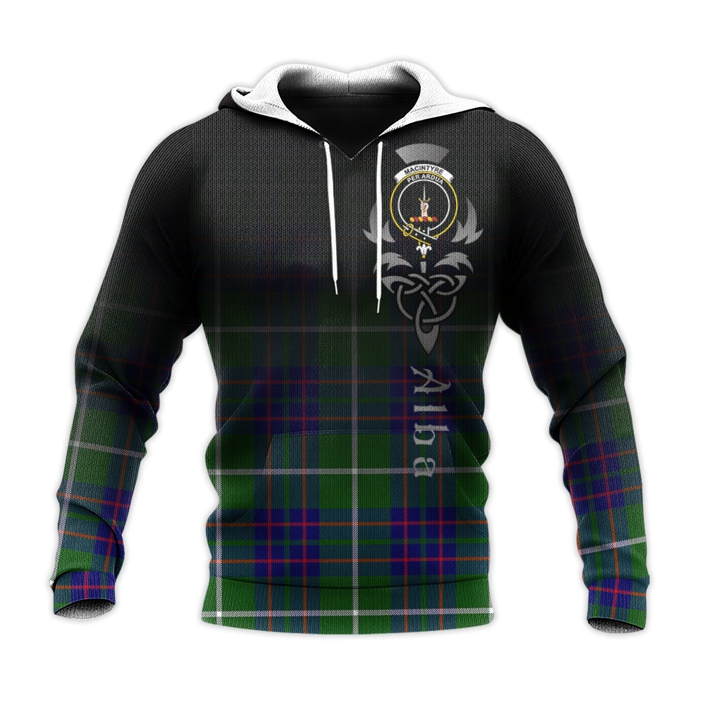 Printivon Macintyre Hunting Modern Tartan Crest Alba Celtic Hoodie