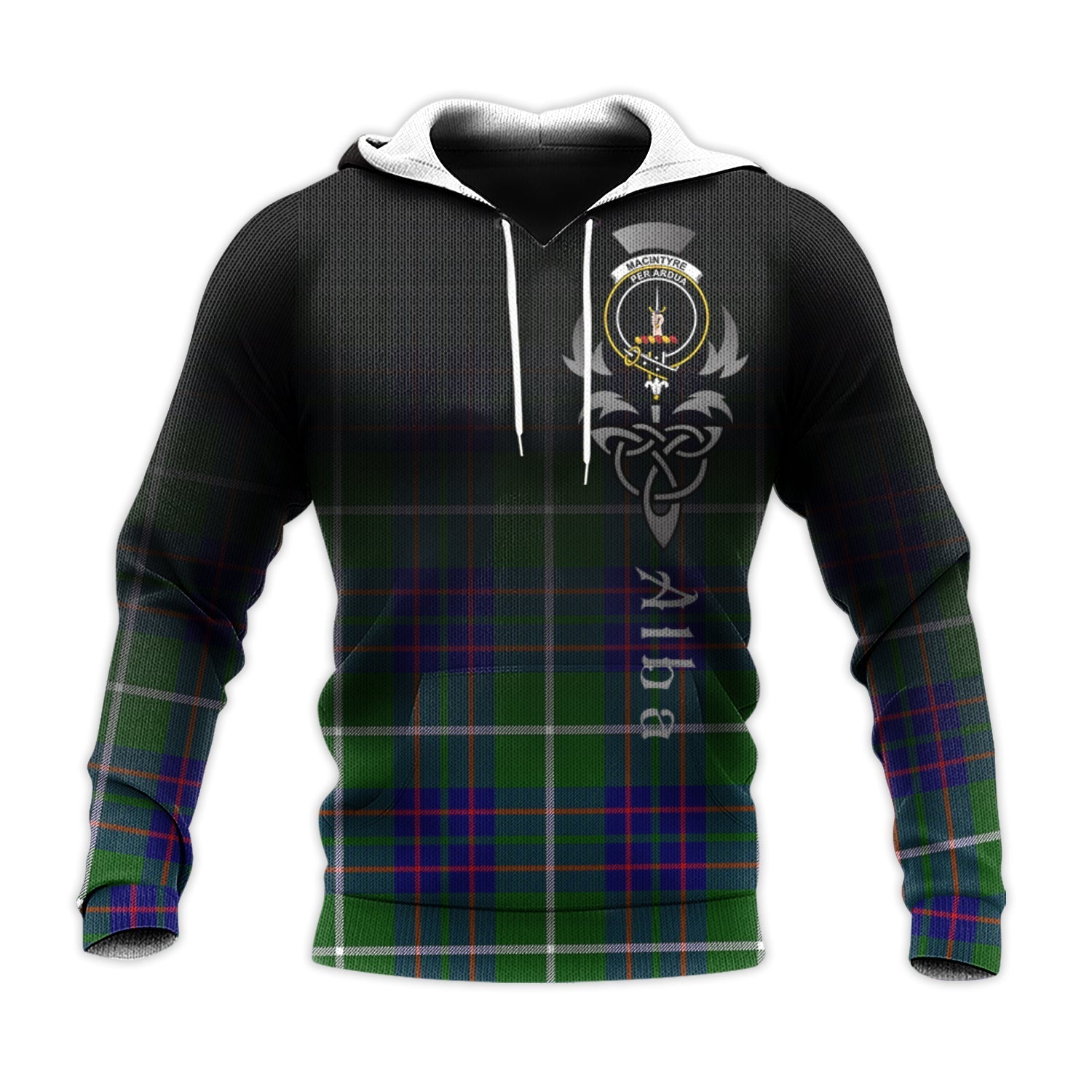 Printivon Macintyre Hunting Modern Tartan Crest Alba Celtic Hoodie