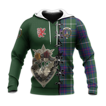 Printivon Macintyre Hunting Modern Tartan Hoodie Lion Rampant And Celtic Thistle Style