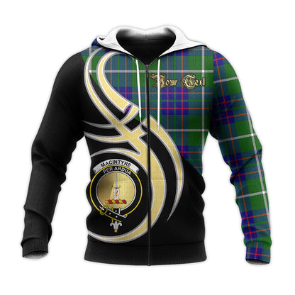 Printivon Macintyre Hunting Modern Clan Believe In Me Crest Tartan Knitted Hoodie Custom Your Text