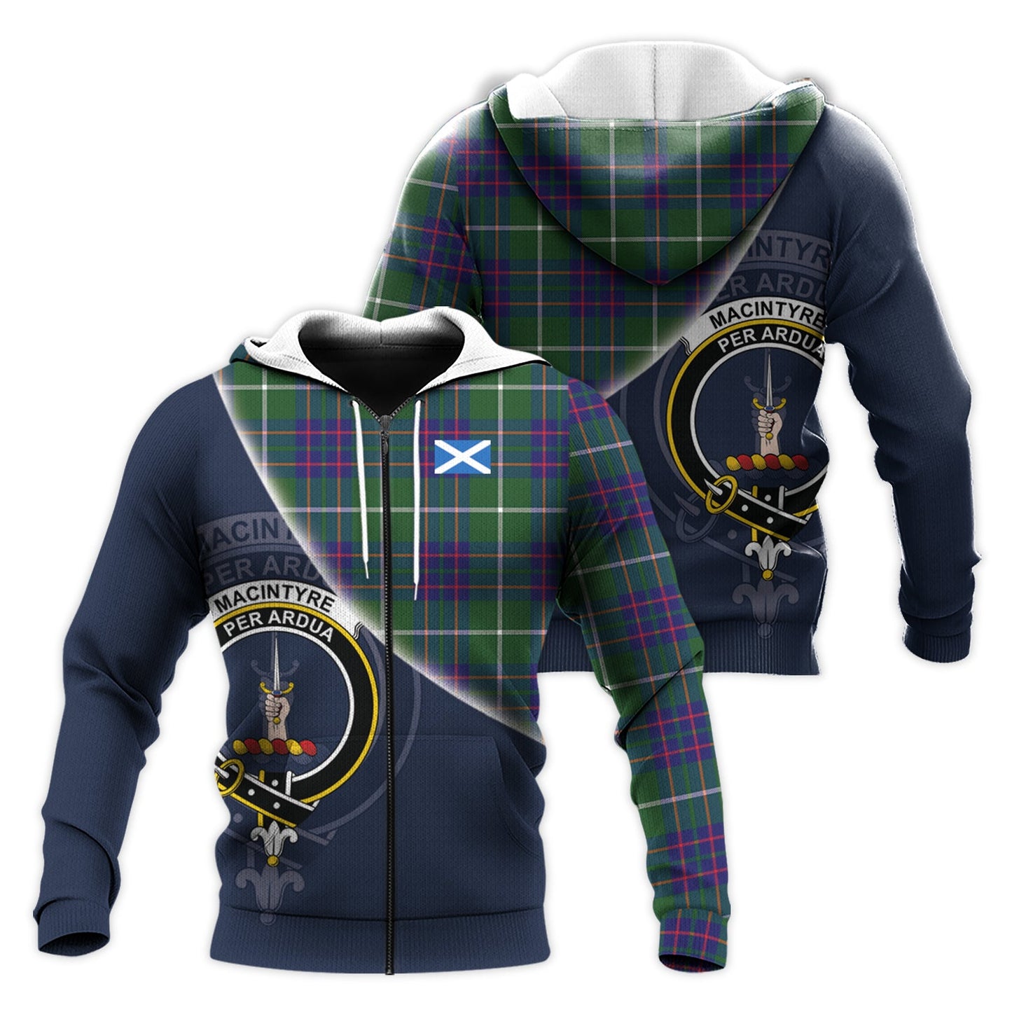 Printivon Macintyre Hunting Modern Tartan Scottish Crest Hoodie