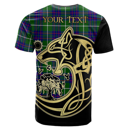 Printivon MacIntyre Hunting Modern Crest Celtic Wolf Tartan T Shirt Custom Your Text