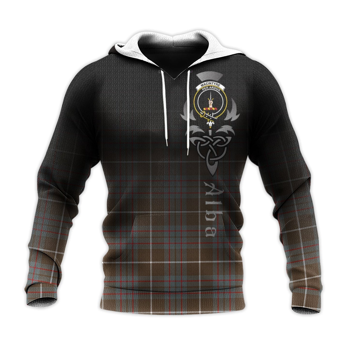 Printivon Macintyre Hunting Weathered Tartan Crest Alba Celtic Hoodie