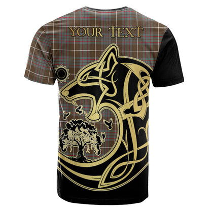Printivon MacIntyre Hunting Weathered Crest Celtic Wolf Tartan T Shirt Custom Your Text