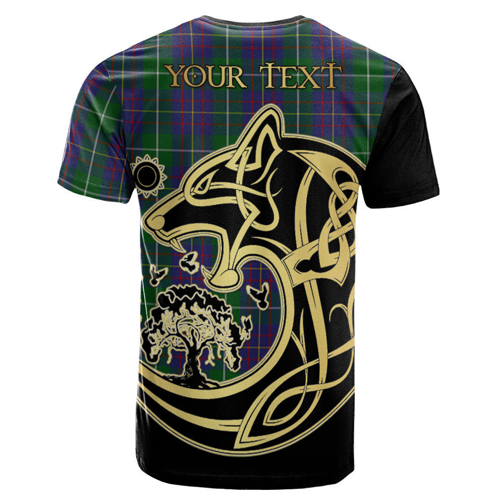 Printivon MacIntyre Inglis Crest Celtic Wolf Tartan T Shirt Custom Your Text