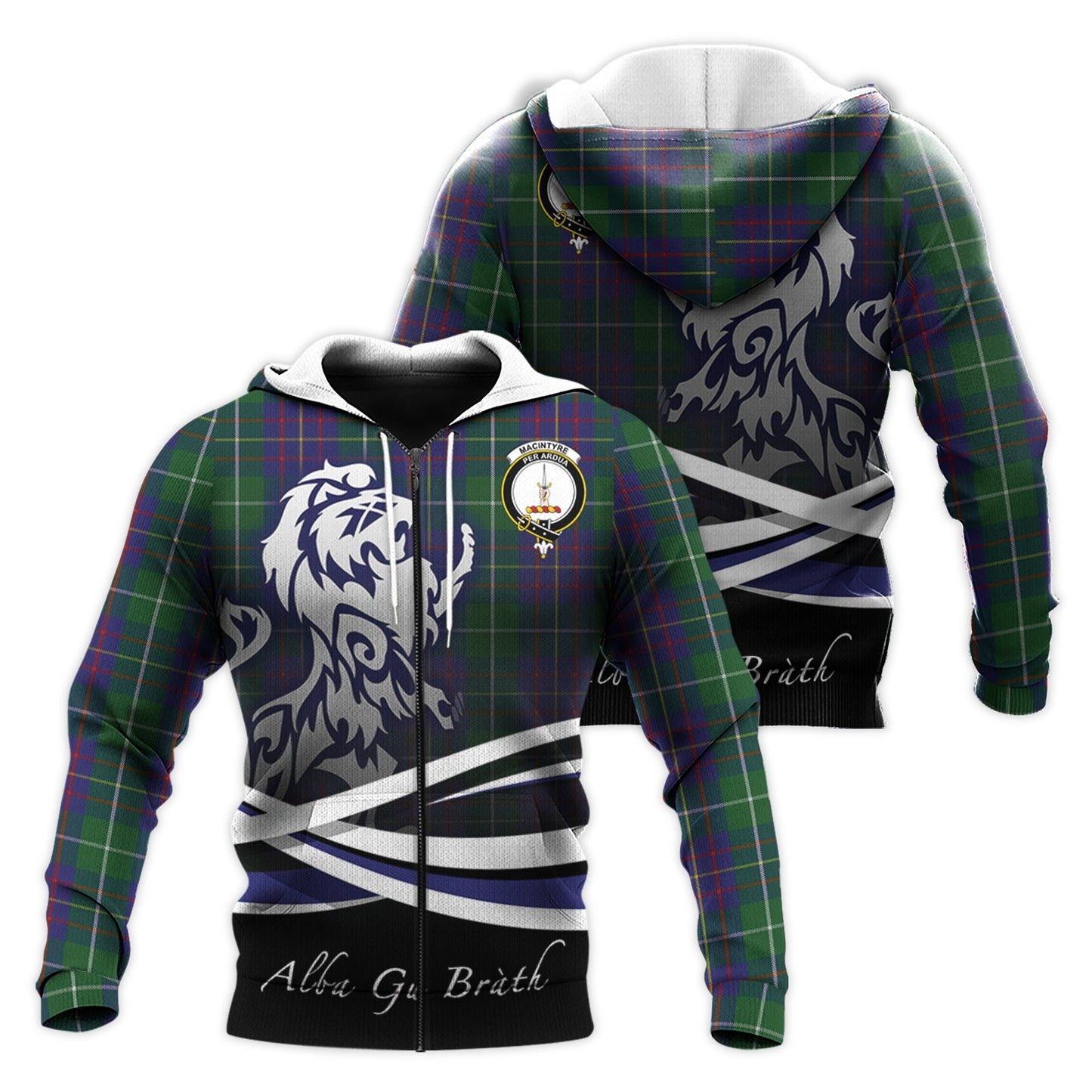 Printivon Macintyre Inglis Tartan Scottish Lion Hoodie