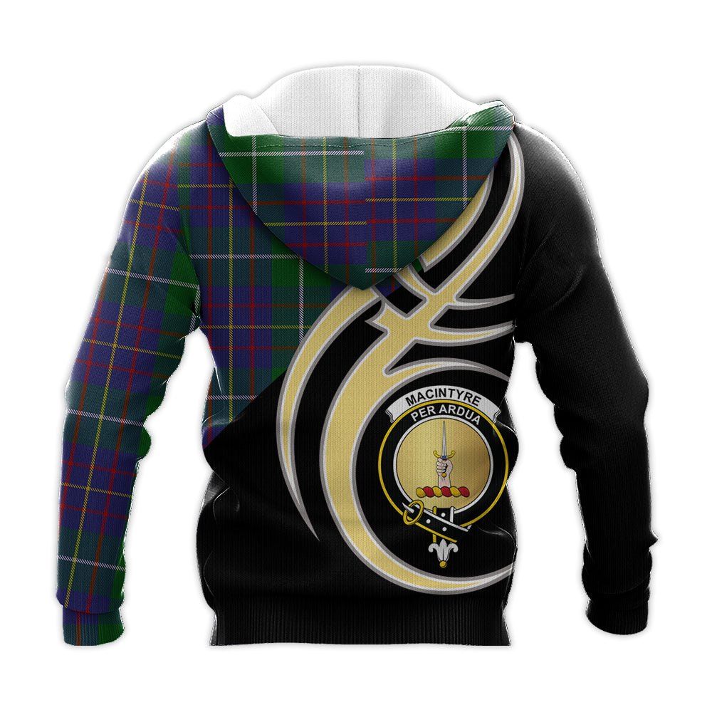 Printivon Macintyre Inglis Clan Believe In Me Crest Tartan Knitted Hoodie Custom Your Text