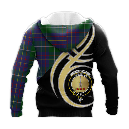 Printivon Macintyre Inglis Clan Believe In Me Crest Tartan Knitted Hoodie Custom Your Text