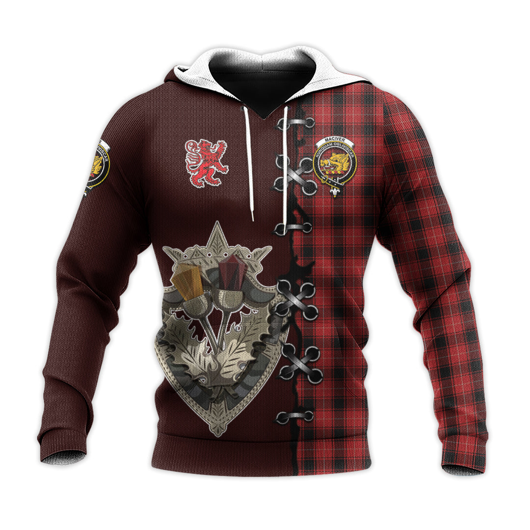 Printivon Maciver Tartan Hoodie Lion Rampant And Celtic Thistle Style
