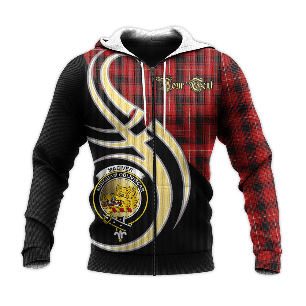Printivon Maciver Clan Believe In Me Crest Tartan Knitted Hoodie Custom Your Text