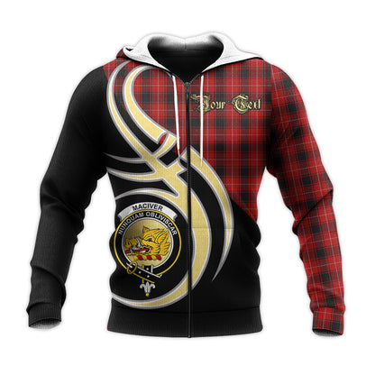 Printivon Maciver Clan Believe In Me Crest Tartan Knitted Hoodie Custom Your Text