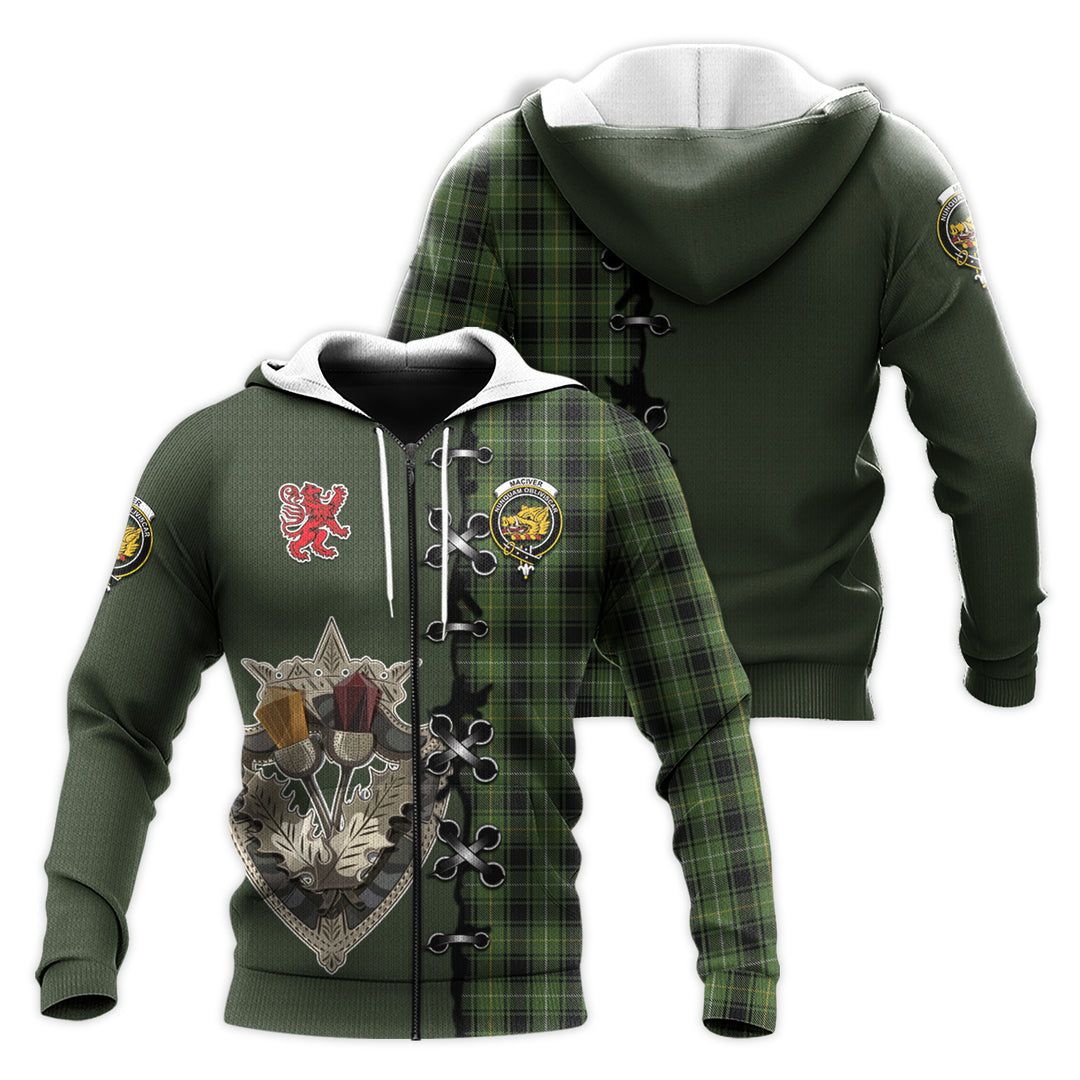 Printivon Maciver Hunting Tartan Hoodie Lion Rampant And Celtic Thistle Style