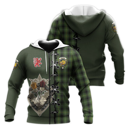 Printivon Maciver Hunting Tartan Hoodie Lion Rampant And Celtic Thistle Style