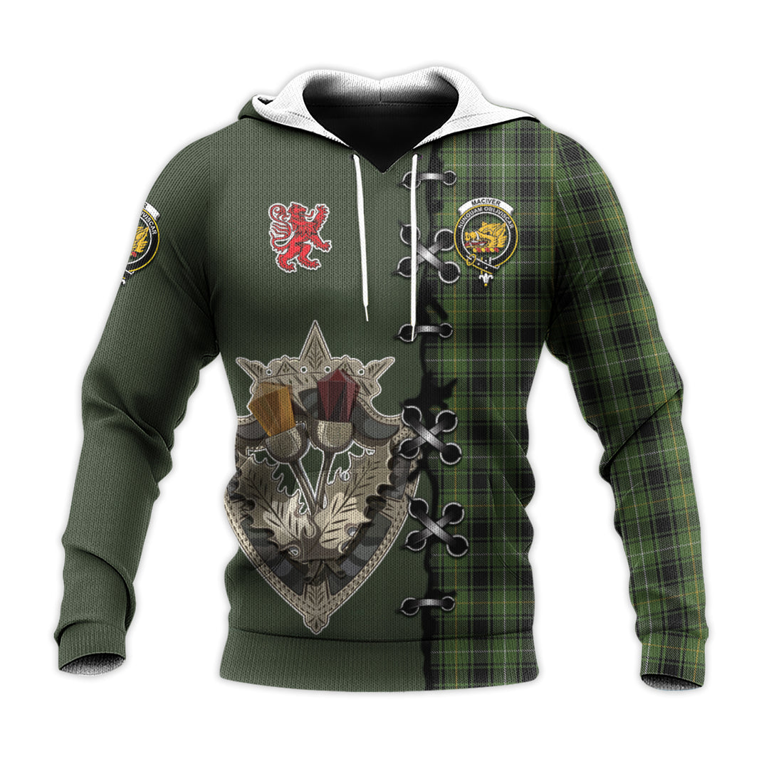 Printivon Maciver Hunting Tartan Hoodie Lion Rampant And Celtic Thistle Style