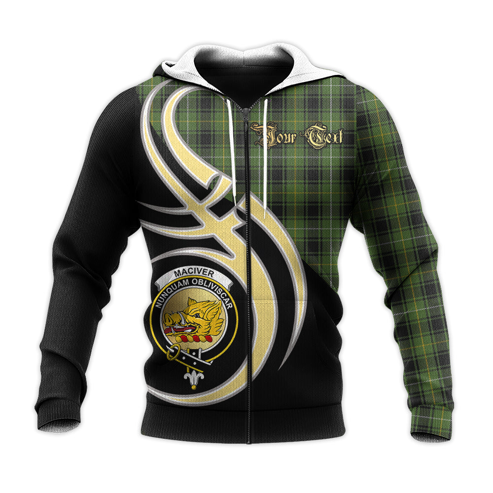 Printivon Maciver Hunting Clan Believe In Me Crest Tartan Knitted Hoodie Custom Your Text