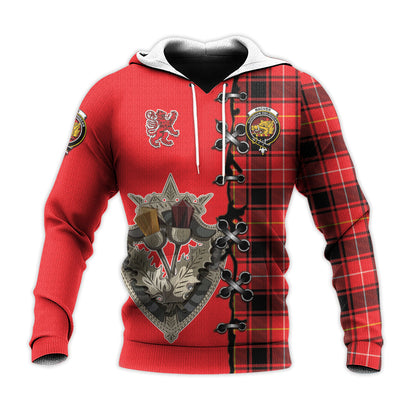 Printivon Maciver Modern Tartan Hoodie Lion Rampant And Celtic Thistle Style