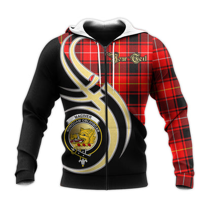 Printivon Maciver Modern Clan Believe In Me Crest Tartan Knitted Hoodie Custom Your Text