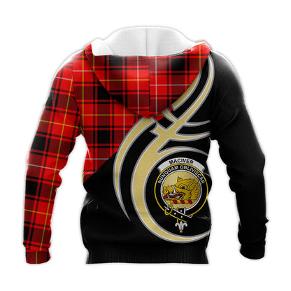 Printivon Maciver Modern Clan Believe In Me Crest Tartan Knitted Hoodie Custom Your Text