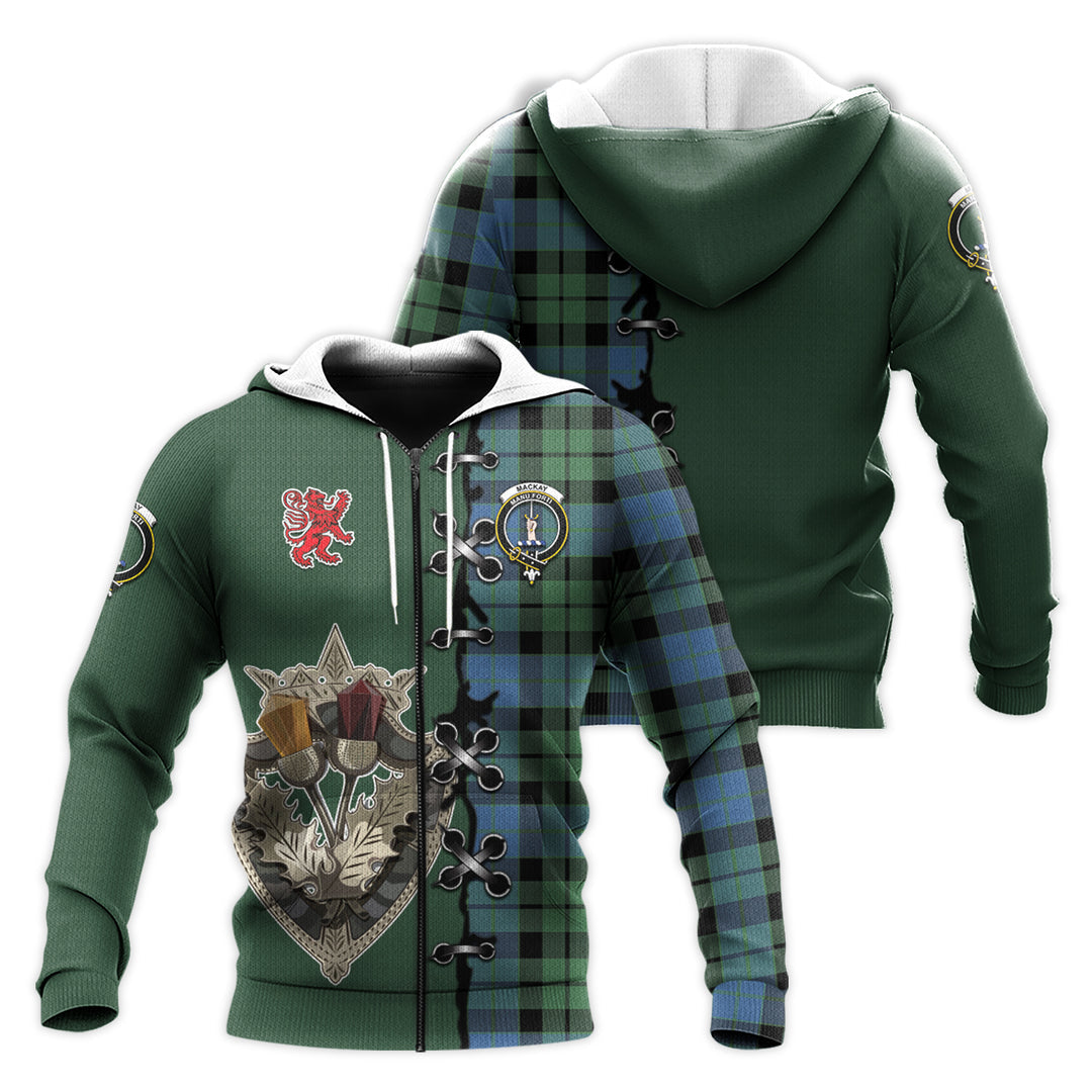 Printivon Mackay Ancient Tartan Hoodie Lion Rampant And Celtic Thistle Style