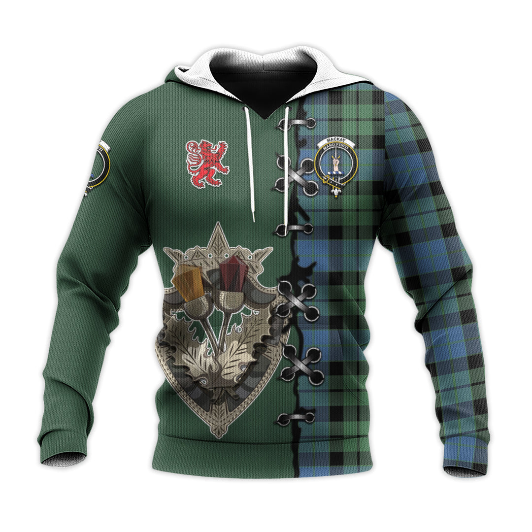 Printivon Mackay Ancient Tartan Hoodie Lion Rampant And Celtic Thistle Style