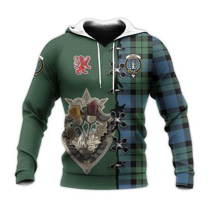 Printivon Mackay Ancient Tartan Hoodie Lion Rampant And Celtic Thistle Style