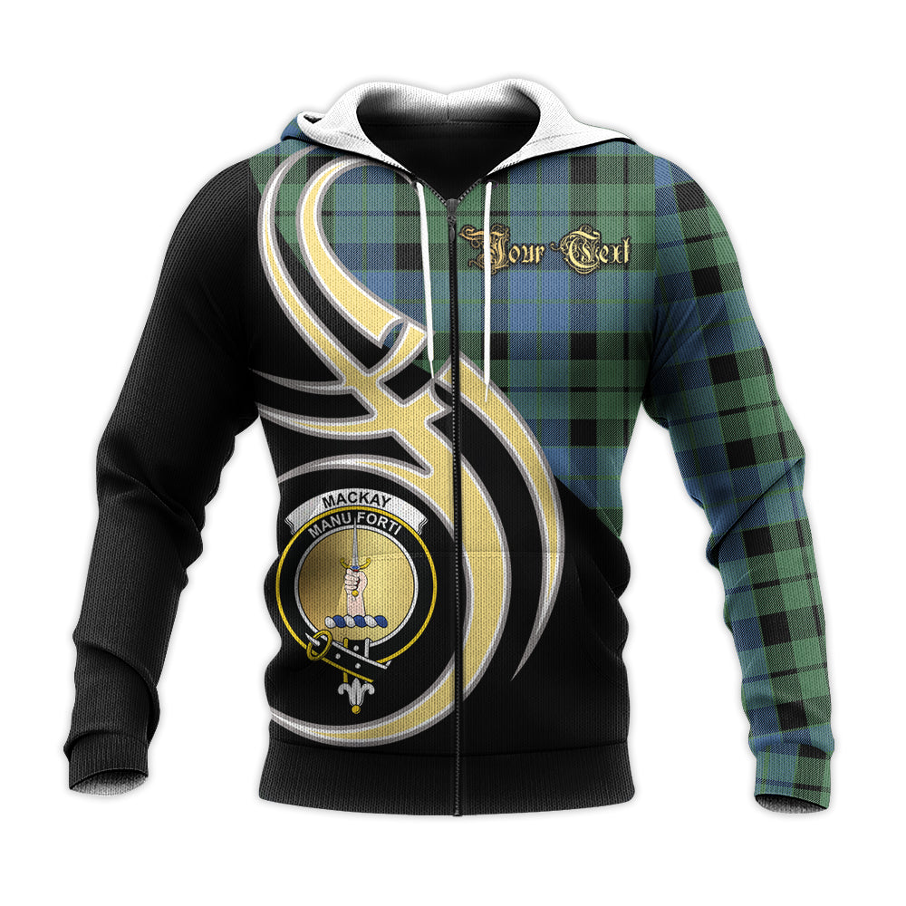 Printivon Mackay Ancient Clan Believe In Me Crest Tartan Knitted Hoodie Custom Your Text
