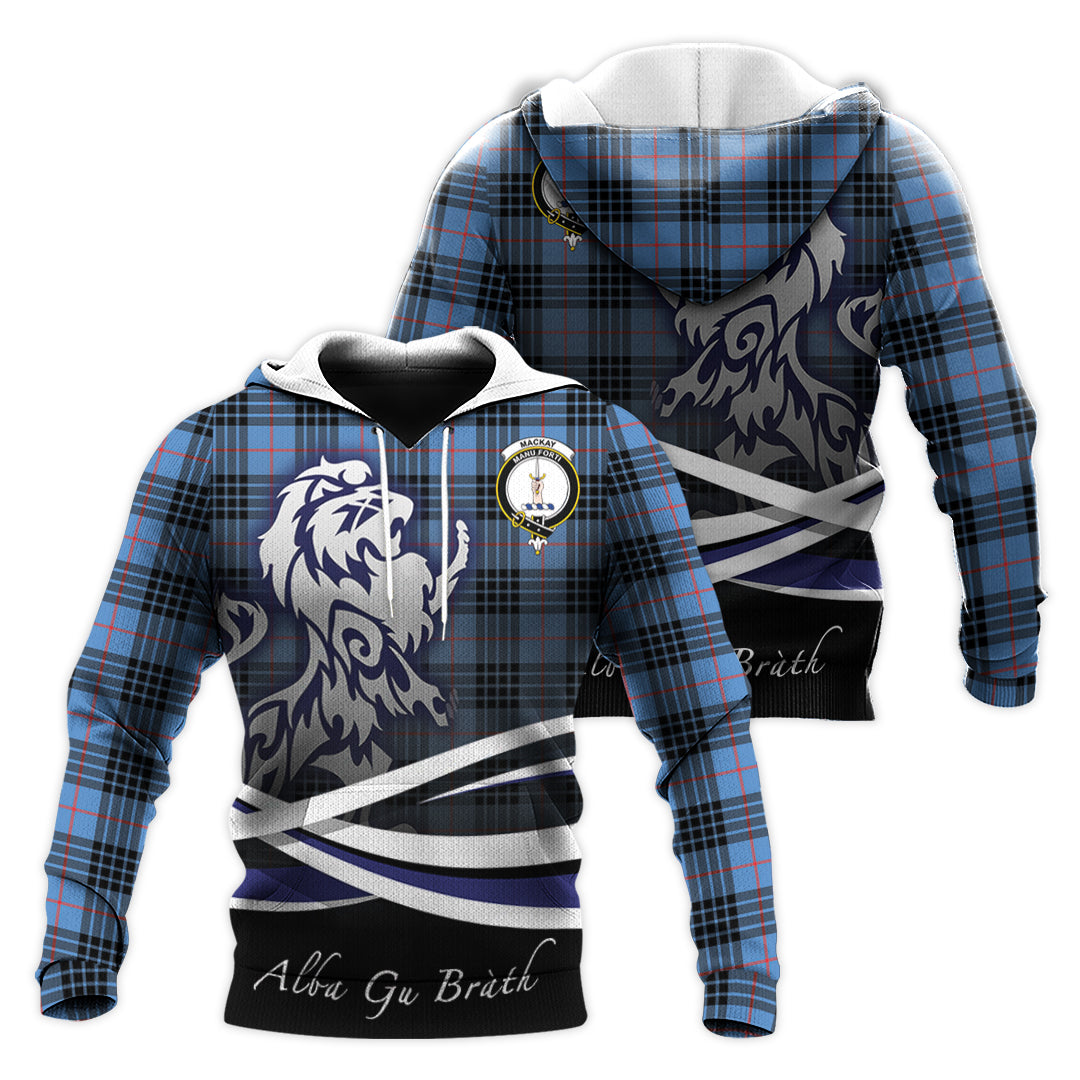 Printivon Mackay Blue Tartan Scottish Lion Hoodie