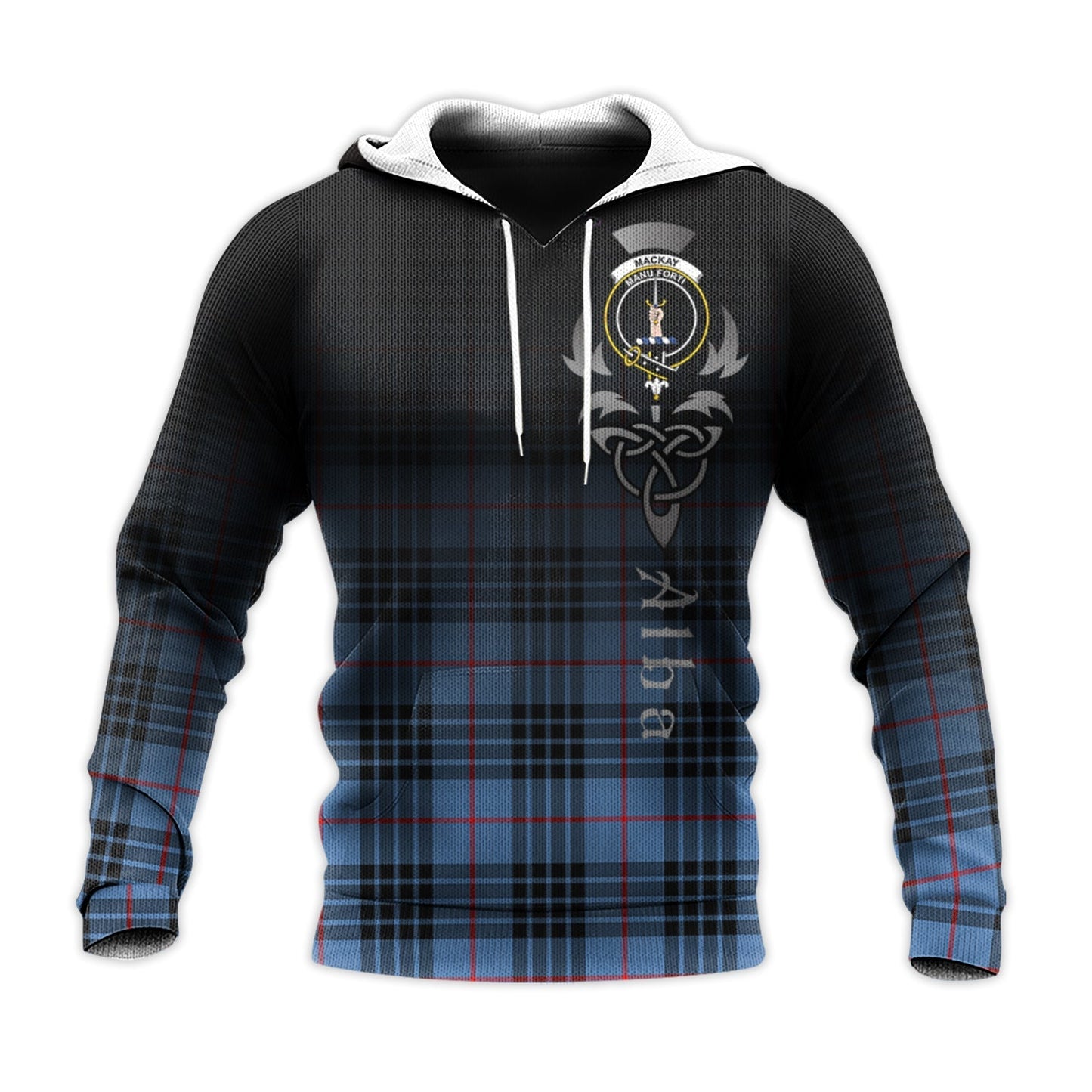Printivon Mackay Blue Tartan Crest Alba Celtic Hoodie