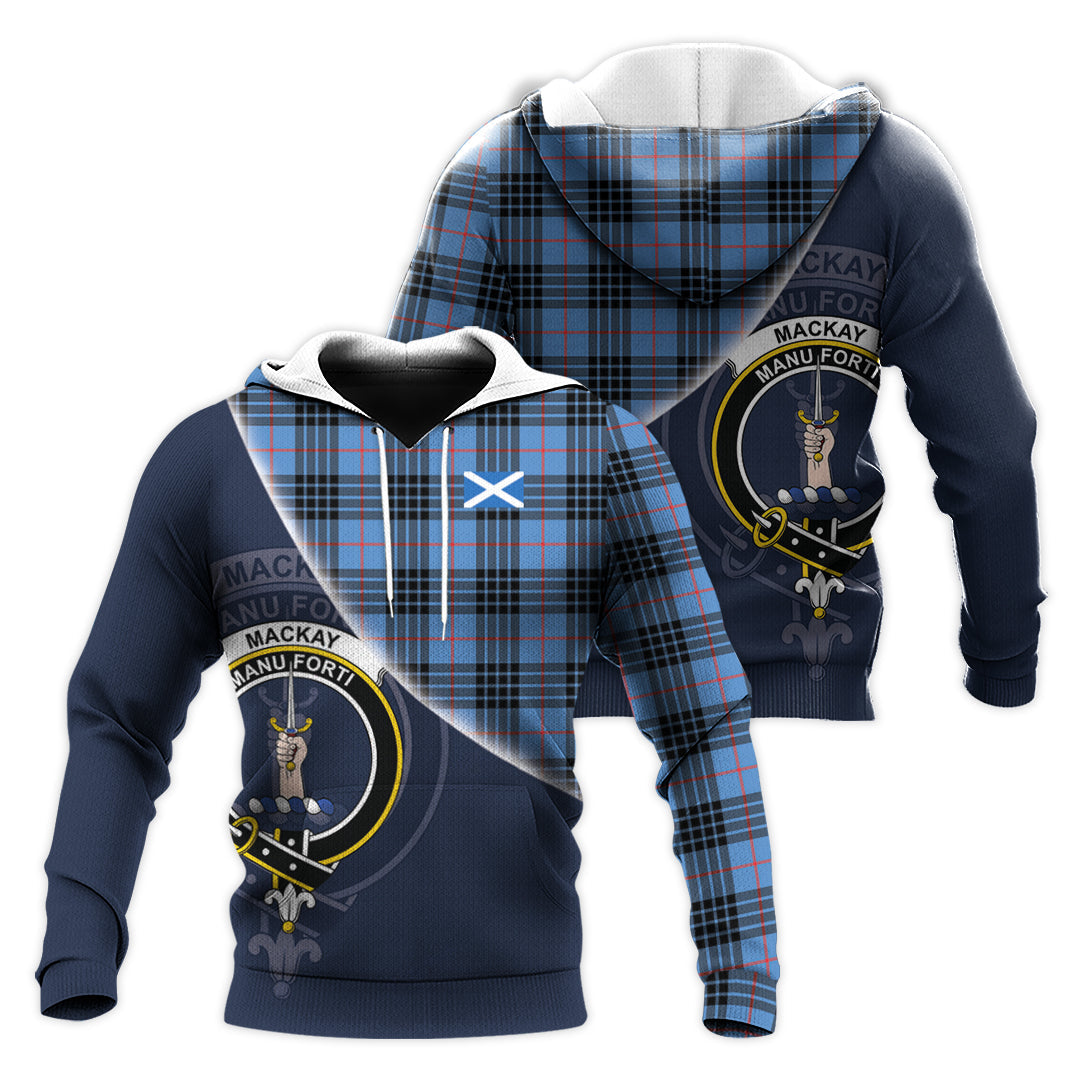 Printivon Mackay Blue Tartan Scottish Crest Hoodie
