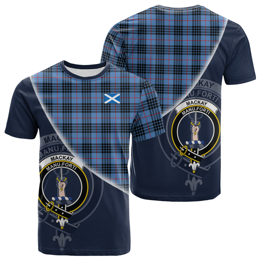 Printivon MacKay Blue Tartan Scottish Crest T Shirt