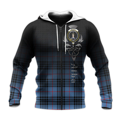 Printivon Mackay Blue Tartan Crest Alba Celtic Hoodie