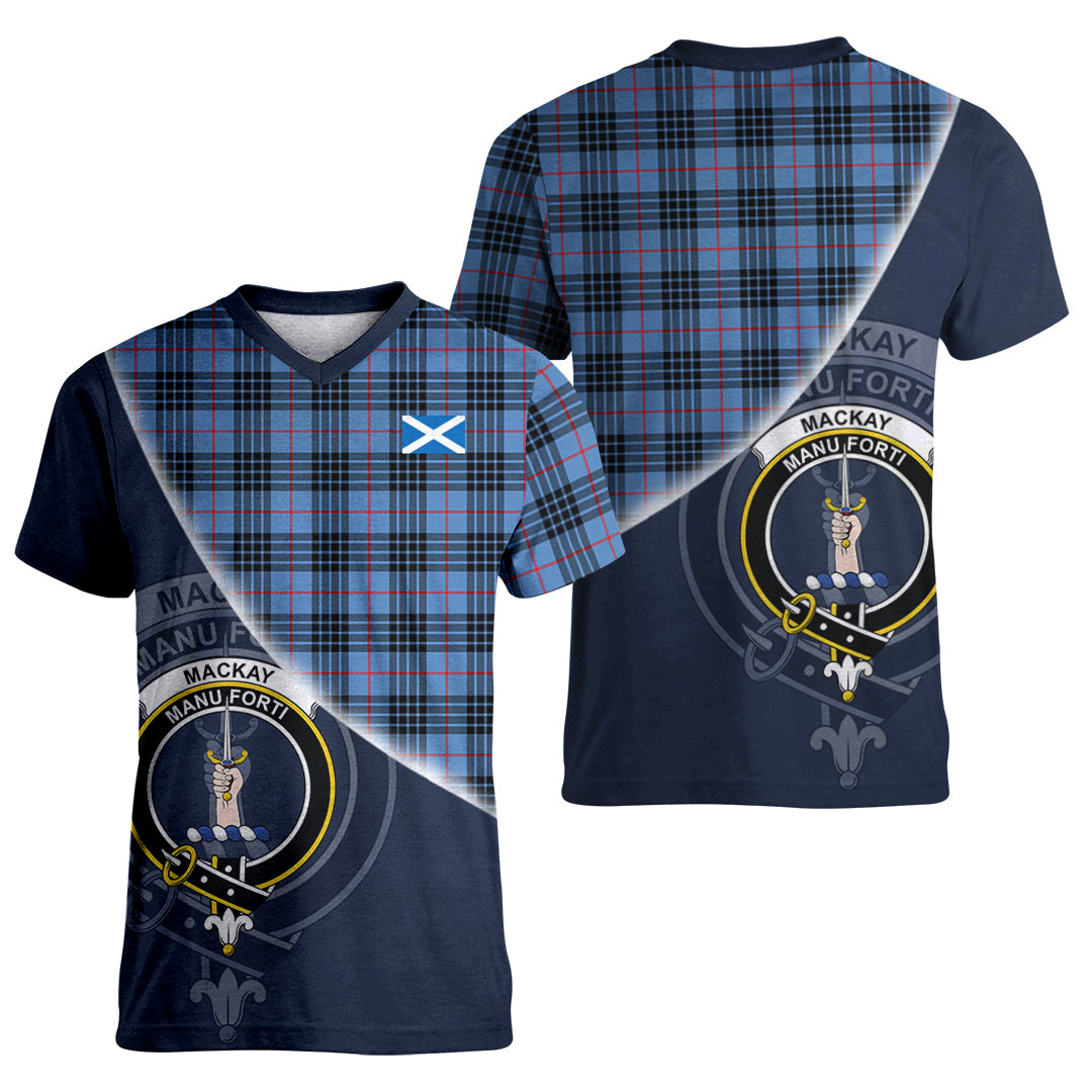 Printivon MacKay Blue Tartan Scottish Crest T Shirt