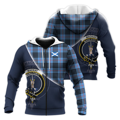 Printivon Mackay Blue Tartan Scottish Crest Hoodie