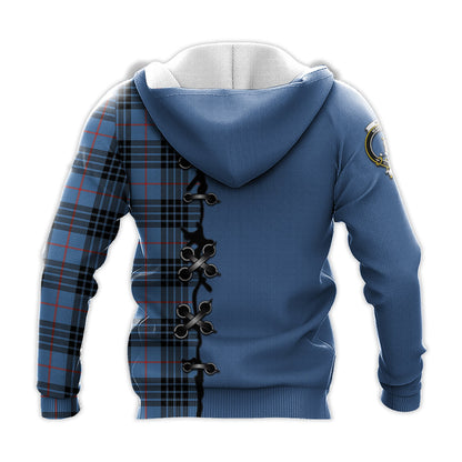 Printivon Mackay Blue Tartan Hoodie Lion Rampant And Celtic Thistle Style