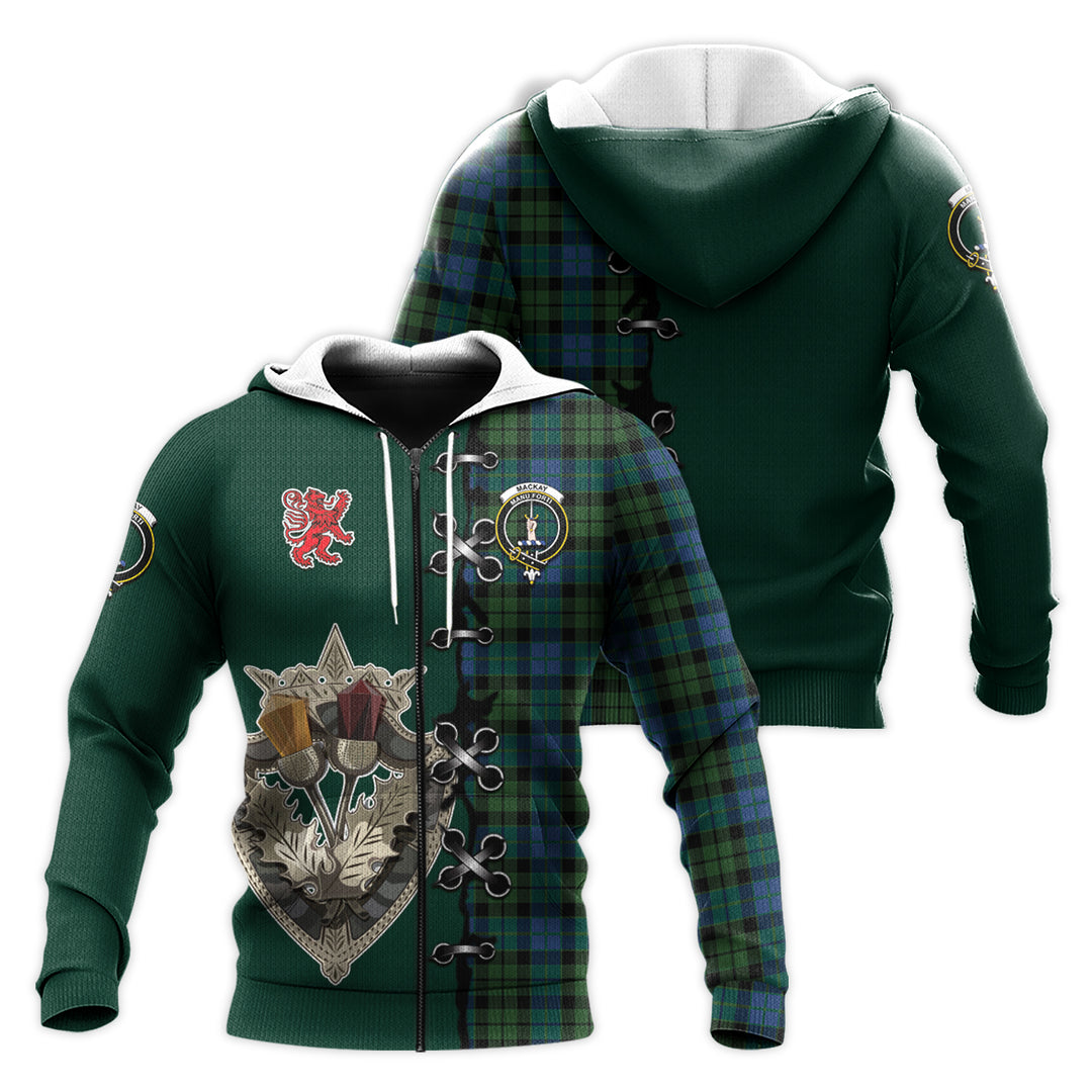 Printivon Mackay Modern Tartan Hoodie Lion Rampant And Celtic Thistle Style