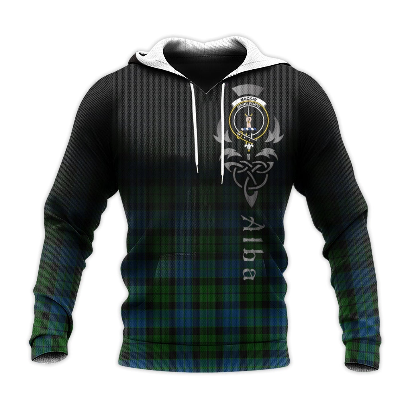 Printivon Mackay Modern Tartan Crest Alba Celtic Hoodie