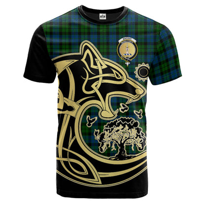 Printivon MacKay Modern Crest Celtic Wolf Tartan T Shirt Custom Your Text