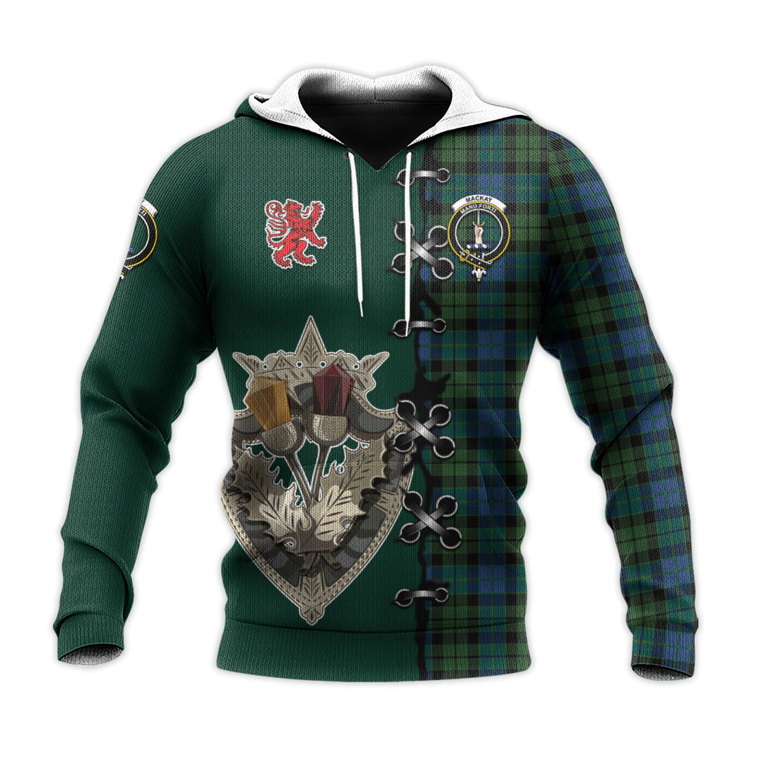 Printivon Mackay Modern Tartan Hoodie Lion Rampant And Celtic Thistle Style