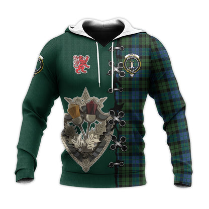 Printivon Mackay Modern Tartan Hoodie Lion Rampant And Celtic Thistle Style
