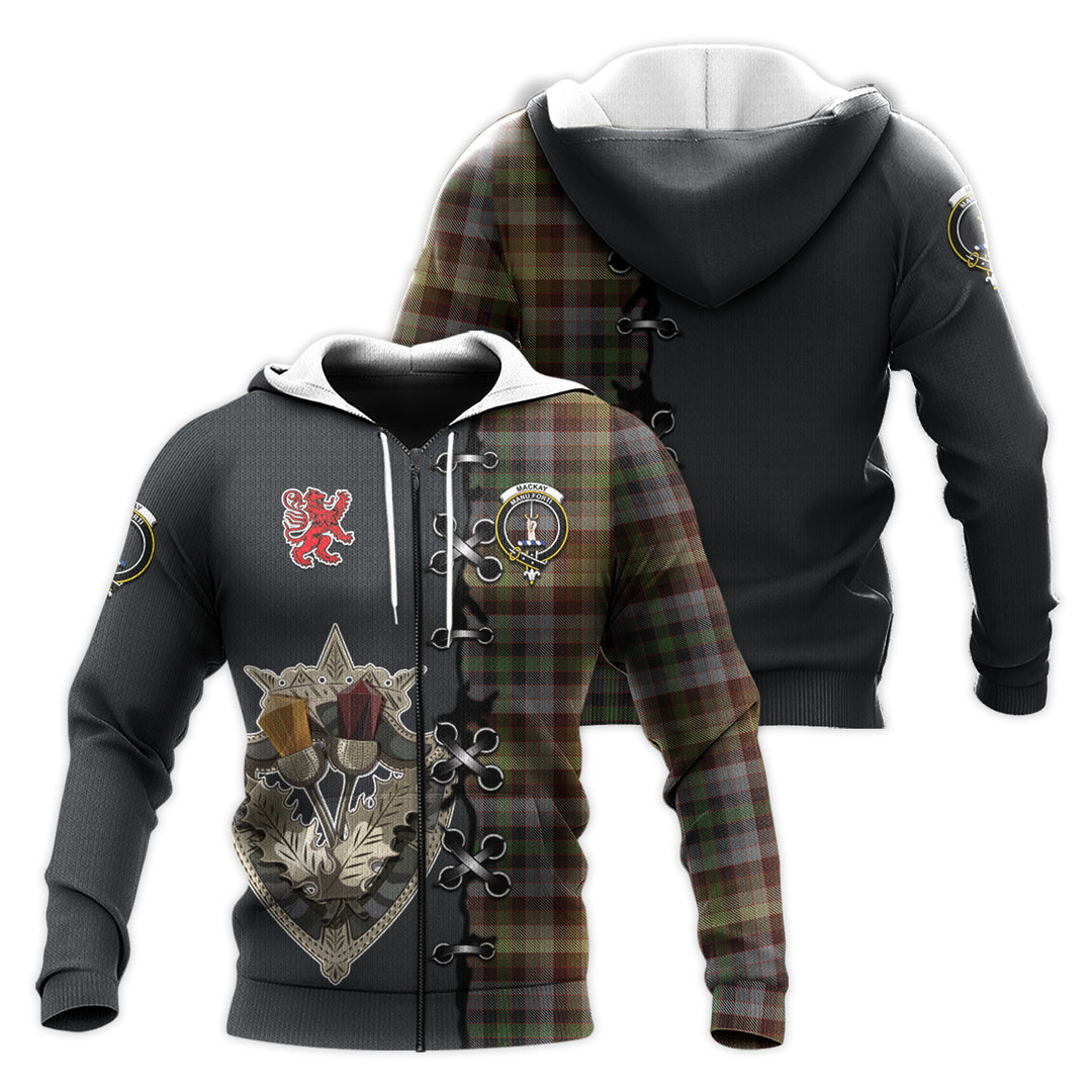 Printivon Mackay Of Strathnaver Tartan Hoodie Lion Rampant And Celtic Thistle Style