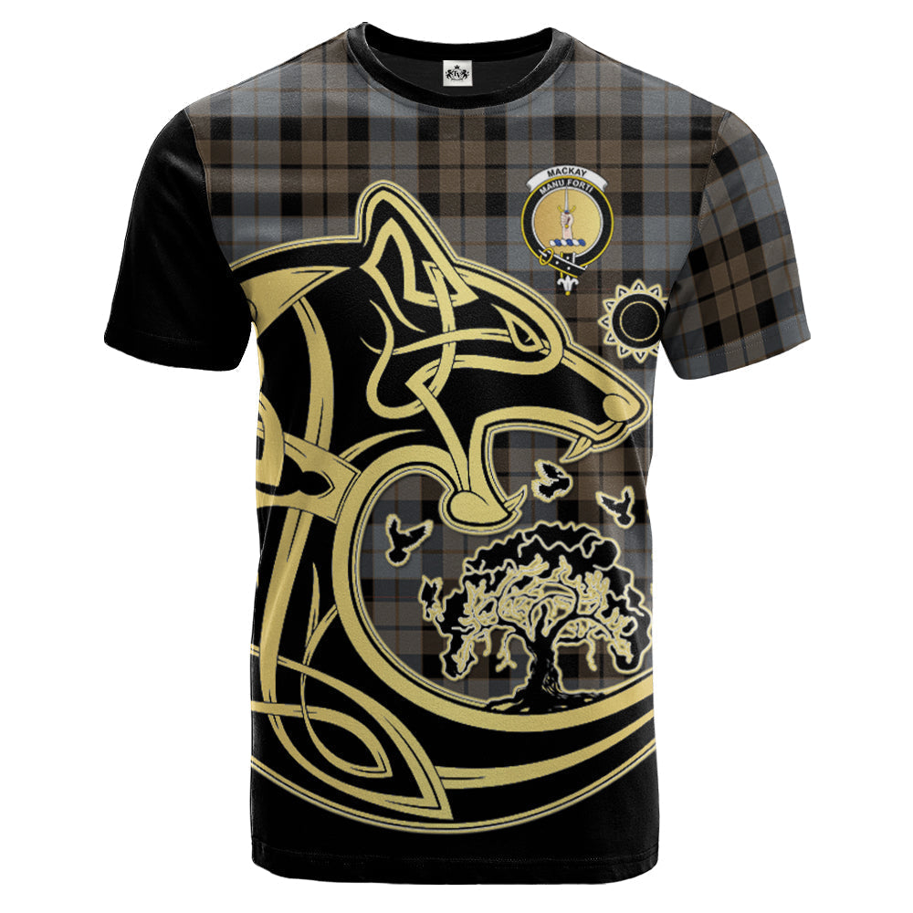 Printivon MacKay Weathered Crest Celtic Wolf Tartan T Shirt Custom Your Text