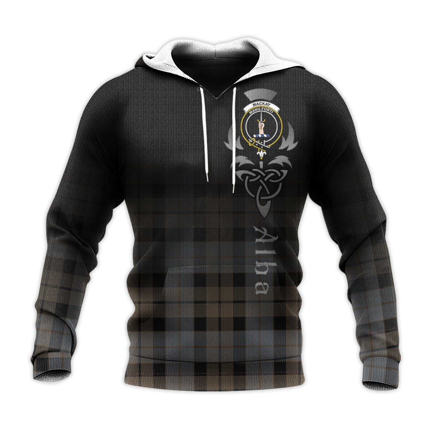 Printivon Mackay Weathered Tartan Crest Alba Celtic Hoodie
