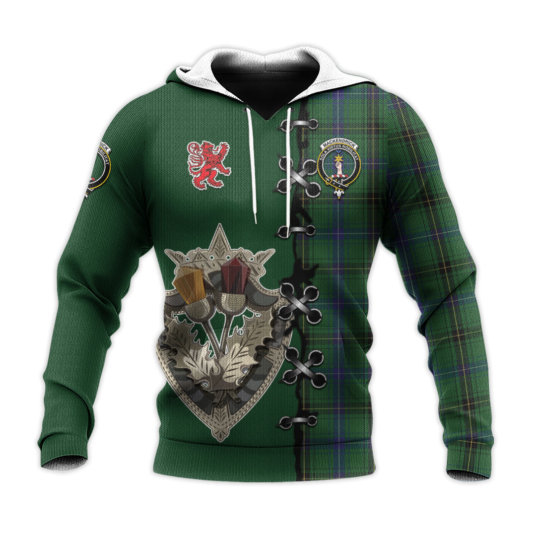 Printivon Mackendrick Tartan Hoodie Lion Rampant And Celtic Thistle Style