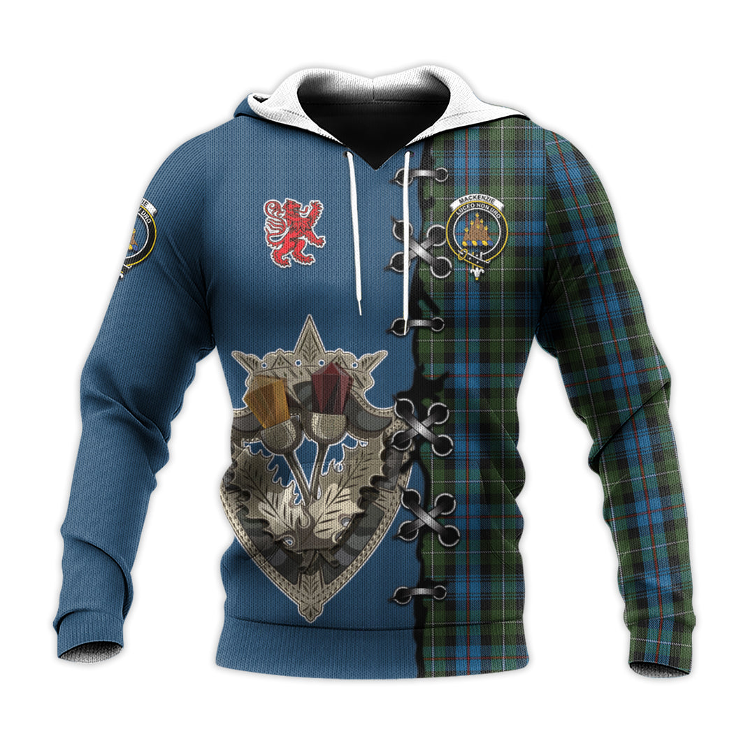 Printivon Mackenzie Tartan Hoodie Lion Rampant And Celtic Thistle Style