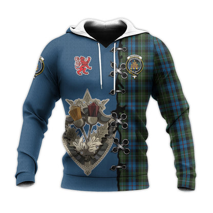 Printivon Mackenzie Tartan Hoodie Lion Rampant And Celtic Thistle Style